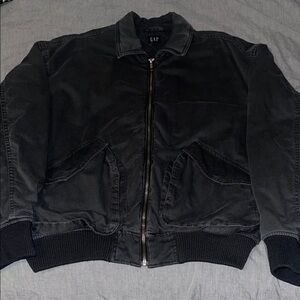 GAP Men's Classic Washed Black Bomber Jacket. Size L